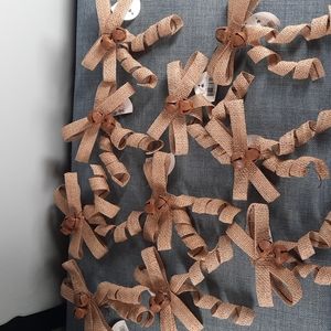 Burlap Bell Bow Rustic Accent Ornament Country Wedding Gift Decoration Set Bulk